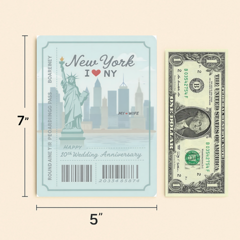 Anniversary Greeting Card Statue of Liberty Design - Size