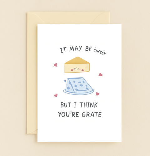 Funny Birthday Greeting Card Cute Cheesy Pun Design - Front