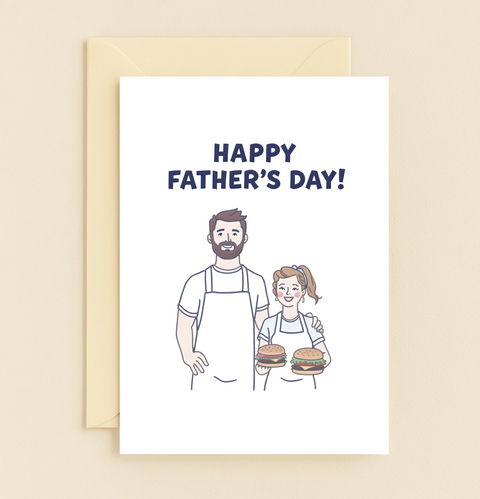 Fathers Day Card Illustrated Grill Master Design - Front