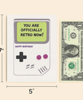 Funny Birthday Greeting Card Retro Gameboy Design - Size