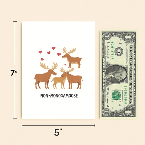 Funny Moose Greeting Card Cute Animal Pun Design - Size