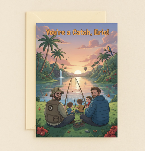 You're a Catch Eric Fishing Family Bitcoin Zcash Sunset Card product image