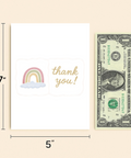 Thank You Card with Rainbow Cute Illustrated Design - Size