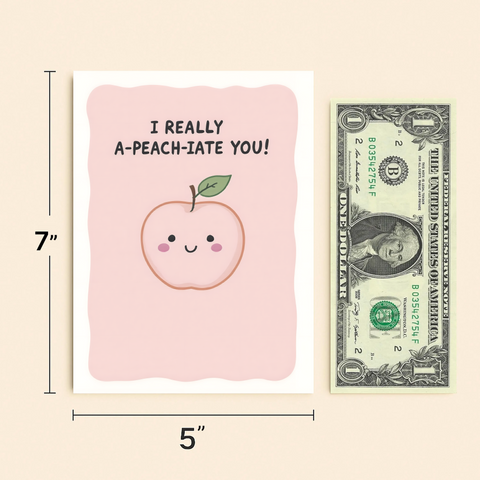 Funny Appreciation Card Cute Peach Illustration - Size