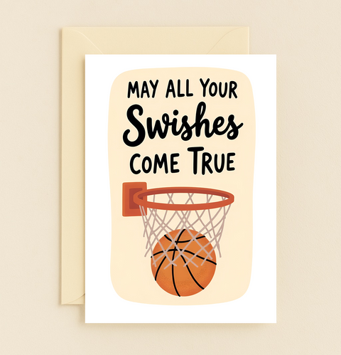 Basketball Birthday Card "May All Your Swishes Come True" - Front