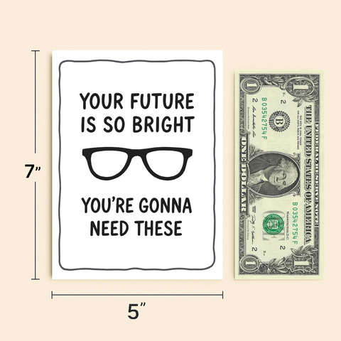 Funny Graduation Card Black Glasses Clever Design - Size