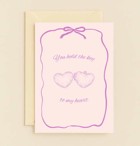 Romantic Greeting Card Heart Locket Design - Front