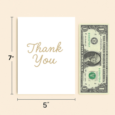 Thank You Card Gold Glitter Modern Design - Size