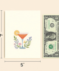 Cocktail Greeting Card with Floral Illustration - Size