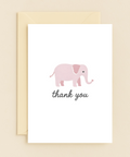 Thank You Card with Cute Pink Elephant Design - Front