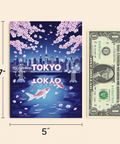 Tokyo Greeting Card Sakura Skyline Modern Art - Size