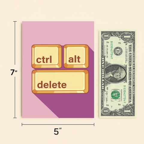 Funny Birthday Card Retro Keyboard Design - Size