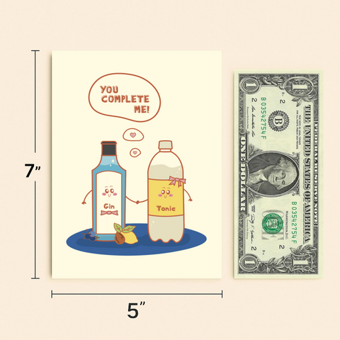 Funny Anniversary Card Gin and Tonic Illustration - Size