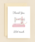 Thank You Greeting Card Sew Machine Illustration - Front