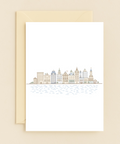 Cityscape Greeting Card Modern Watercolor Illustration - Front
