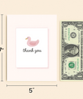 Thank You Card Cute Pink Duck Illustration - Size