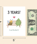 Anniversary Greeting Card Cute Bee Leaf Design - Size
