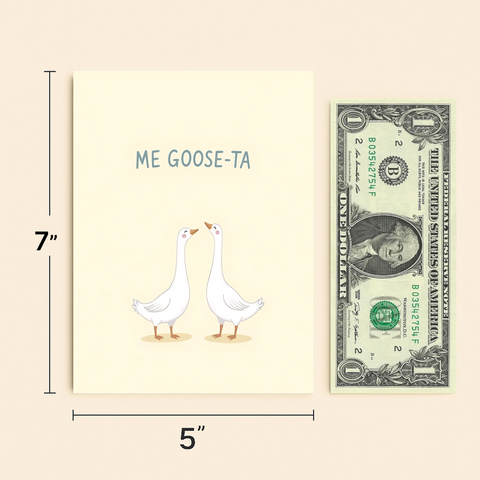 Funny Goose Greeting Card Cute Illustrated Design - Size
