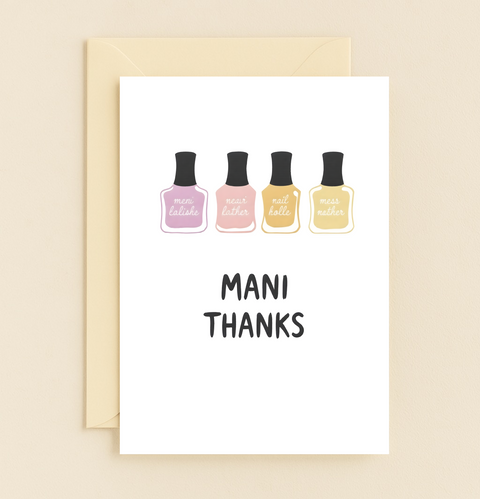 Funny Thank You Card Nail Polish Theme - Front
