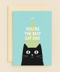 Funny Cat Dad Greeting Card Cute Black Cat Design - Front