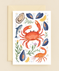 Seafood-Themed Greeting Card with Cute Crab Illustration - Front