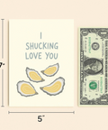 Funny Love Greeting Card Oyster Pun Design - Size