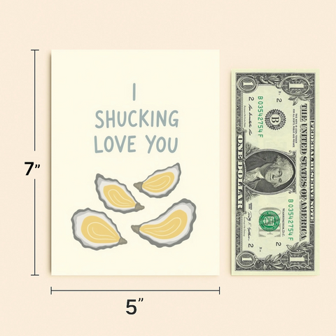 Funny Love Greeting Card Oyster Pun Design - Size