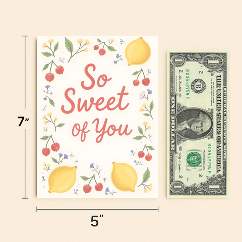 Sweet Greeting Card Illustrated Fruit Design - Size