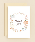 Thank You Card with Cute Fall Pumpkin Wreath Design - Front