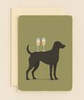 Funny Dog Greeting Card with Champagne Glasses - Front