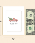 Thank You Greeting Card with Cute Vintage Truck Design - Size