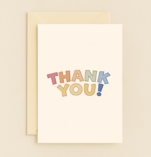 Thank You Card Rainbow Colors Modern Design - Front