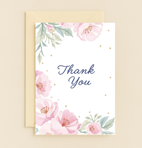 Thank You Card Floral Modern Design - Front