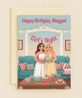 Girls Night 21st Birthday Card With Popcorn Candy And Friends product image