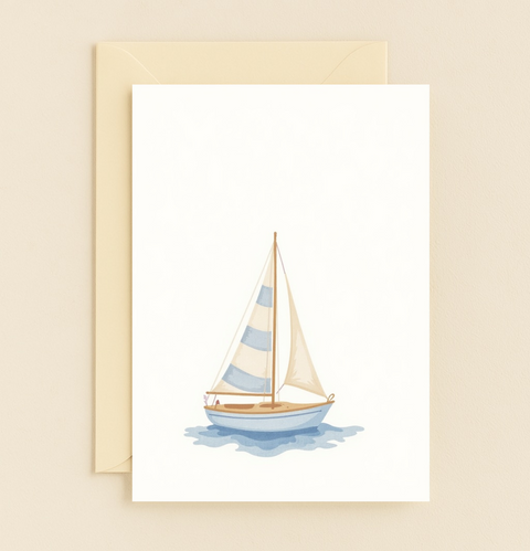 Sailboat Greeting Card Modern Minimalist Design - Front