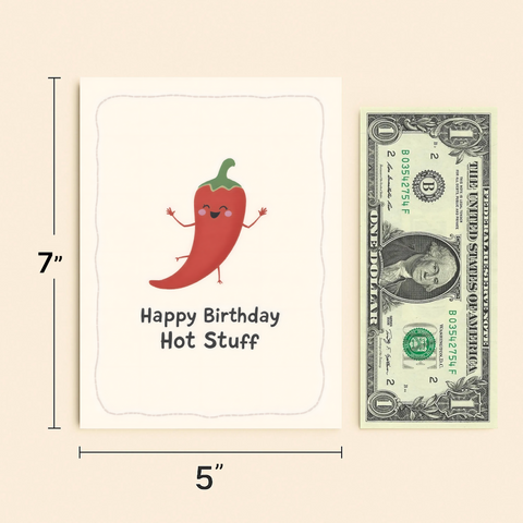 Funny Birthday Greeting Card Cute Pepper Design - Size