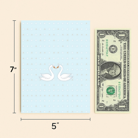 Elegant Swan Love Greeting Card Illustrated - Size