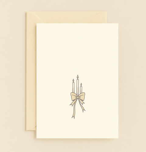Elegant Birthday Card with Candle and Bow Design - Front