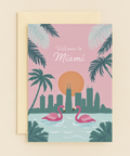 Miami Flamingo Greeting Card Modern Tropical Design - Front