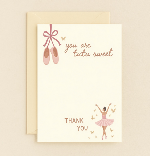 Ballet Thank You Card Cute Ballerina Design - Front