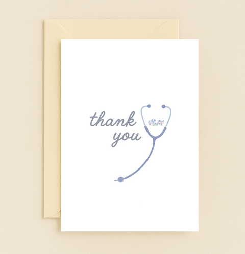 Thank You Card with Stethoscope Design, Modern and Stylish - Front