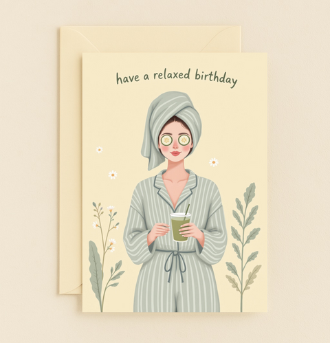 Funny Birthday Greeting Card Relaxed Spa Theme - Front