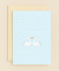 Elegant Swan Love Greeting Card Illustrated - Front