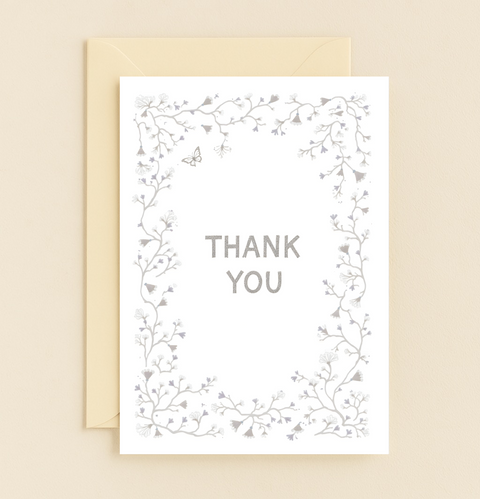 Thank You Card Minimalist Floral Design - Front