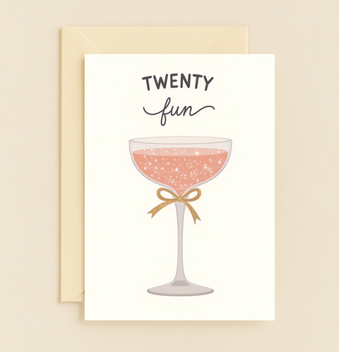 Funny Birthday Card Champagne Glass Design - Front