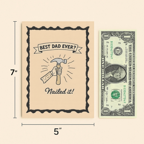 Funny Fathers Day Greeting Card Hand-Drawn Hammer Design - Size