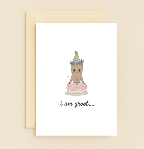 Funny Birthday Greeting Card Cute Tree Cake - Front