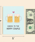 Funny Wedding Card Cute Beer Mugs Illustration - Size