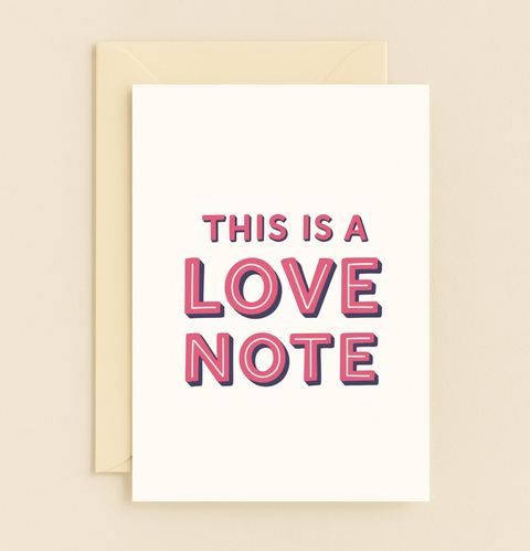 Love Note Greeting Card Bold Modern Design - Front