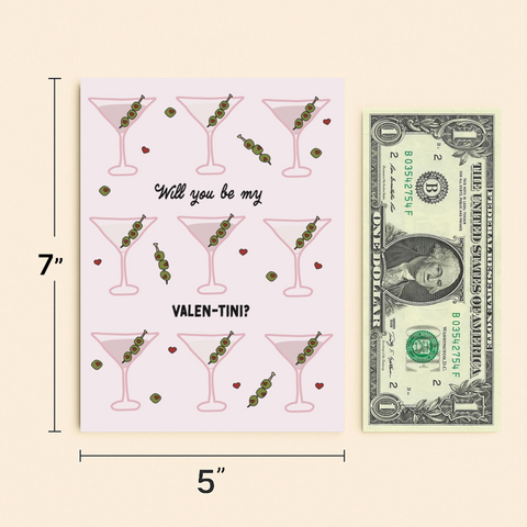 Funny Valentine Greeting Card Martini Theme - Size